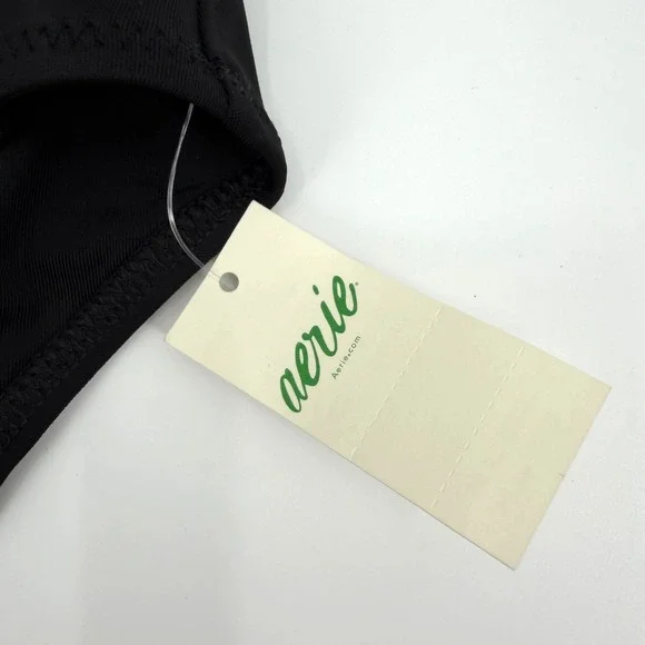 Aerie High Waisted Full Coverage Cross Waist Swim Bottoms Black XXL - Picture 2 of 12